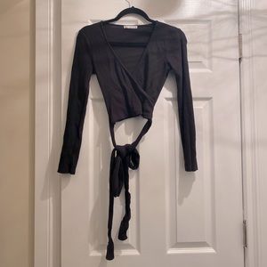 ZARA cross front top with tie (ballerina style) size S in black